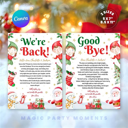 Editable Elf Letter, Elf Arrival Letter, Elf Return Letter, Elf I'm Back Christmas Letter, Goodbye Elf Letter, Canva Template E350 - Etsy