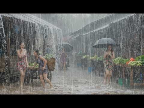 Heavy rain and storms in beautiful green Village for sleeping, relaxing Sleep Therapy, Cure Insomnia