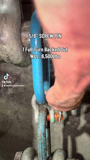 5/8” Screw Pin Shackle Test: Held 50,300 lbs vs 6,500 lbs Rating