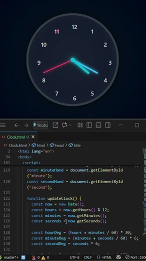 Analog clock with html css JavaScript #html #css #javascriptcoding #javascript #coding