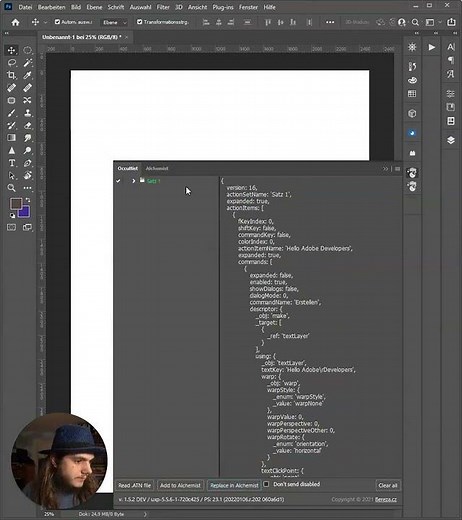 Convert Photoshop Action (.atn) files to UXP code with Alchemist #Shorts