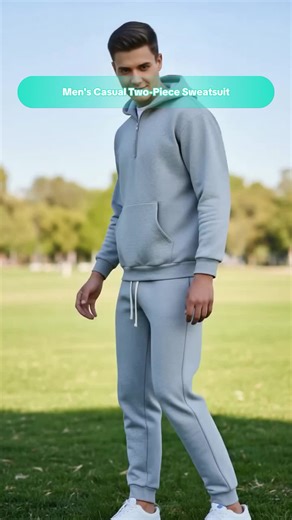 Men's Plain Two-Piece Sweatsuit Set, Basic Regular Fit Hoodie with Half Zip, Comfortable Pocket Drawstring Sweatpants #hoodies #sweatsuit #zipuphoodie #mensweatpants #sweaterset #womenssweatshirtset #activewearset #jumpsuitset #menssweatpants #prettygardensweatsuit