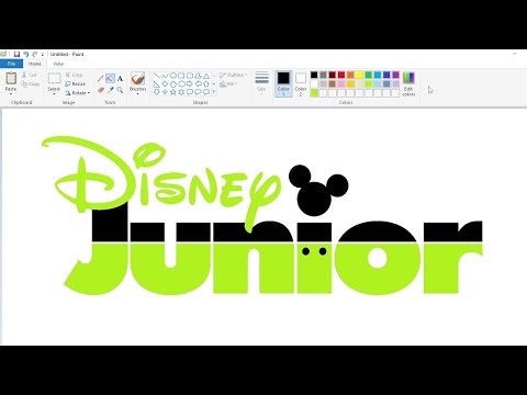 How to draw a yellow green Disney Junior logo using MS Paint | How to draw on your computer