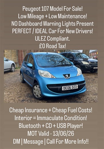 Peugeot 107 1.0 Petrol - Low Mileage and Great Value