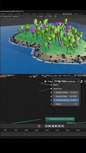 Procedural Low-Poly Island Generator — Geometry Nodes 🏝️