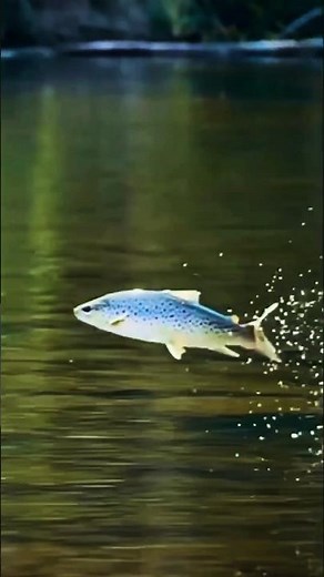 Brown Trout Jumping out of the Water Chasing Insects... #fish #shorts