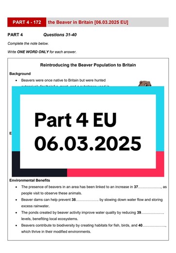 IELTS Listening Test Answers for EU Region March 2025
