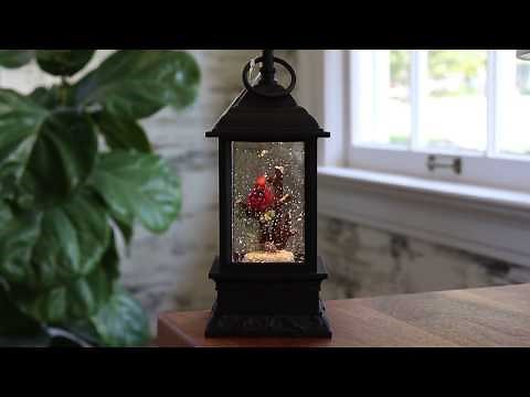 Lighted Cardinal Glitter Snow Globe Water Lantern Battery Operated