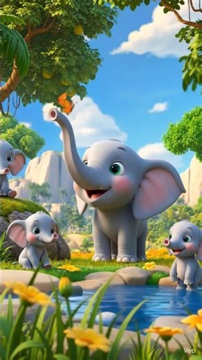 Cute Elephant Cartoon in Beautiful Nature 🌈 | Viral Kids Video##shorts #ai #cartoon