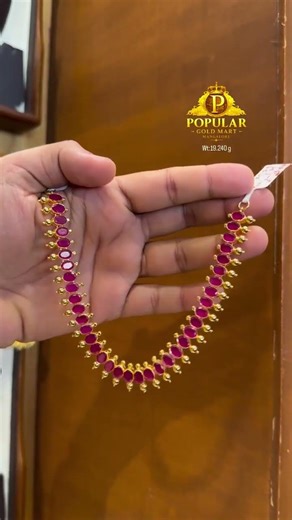 very beautiful and lightweight gold red ruby stone necklace designs start from only 19 grams