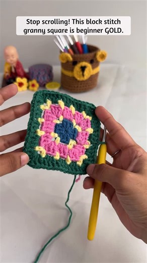 Crochet-It by Shaivya on Instagram: "Day 8 is here! 💙 Today we’re making the super easy Block Stitch Granny Square — perfect for beginners, so relaxing, and it looks way more complicated than it actually is 😌🧶 If you can chain and double crochet, you can absolutely make this. Let’s stitch something beautiful today! ✨💫 Drop 💙 if you want the written pattern! #crochet #crochettutorial #crochetgrannysquare #blockstitch #crochetbeginners #easycrochet #grannysquare #crochetaddict #crochetlover #