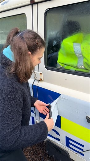 Charlotte Pickering. Everything fun, fitness and laughter on Instagram: "Charlie’s Land Rover was used for some filming and the company had covered it in police stickers. Obviously Charlie couldn’t use it when it was at home with all the stickers on. So they had covered the stickers up with some horrible grey tape. The company hadn’t used it for months so it was time for all the stickers and tape to come off. Taking the grey tape off wasn’t bad, but the stickers underneath 😬after being on for a