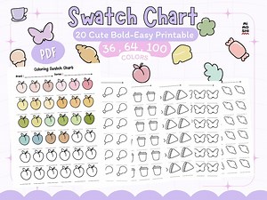 Color Swatch Chart Printable: 36, 64, 100 Colors (PDF Download) - Etsy