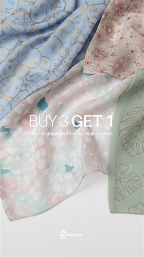 Ghoin Co Printing Sublimasi on Instagram: "Buy 3 Get 1 for custom hijab production. Available in multiples. Ghoin.co is a hijab and fashion printing production vendor. This program is available to support early production planning and stock preparation. Additional hijabs are sourced from selected brand overproduction, with maintained quality standards."