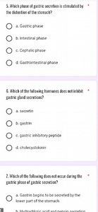Which phase of gastric secretion is stimulated by the distentio... | Filo
