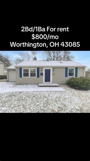 Check out this sweet 2-bed, 1-bath rental on Worthington, OH 43085 $800/month $800 deposit | Move in ready! Nestled in a quiet neighborhood, you'll love the perfect blend of nature and city perks. Perfect for professionals, families, or anyone wanting Worthington charm! Pet friendly Text or Call (920) 943-5163 for a tour! #realestate #forrentnow #worthington #worthingtonohio #availablenow