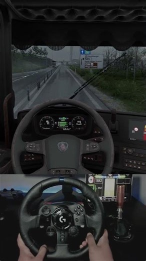 Driving in Rain Feels TOO Real 🌧️😳 #eurotrucksimulator2 #ets2 #scania #trucksimulator #shorts