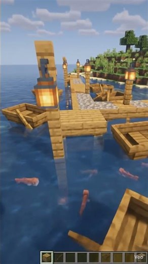 Fishing Dock with Boats #minecraft #fishing #boat #shorts #fyp #foryou