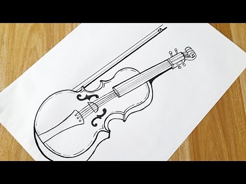 How to draw a violin easy step by step || Violin drawing tutorial