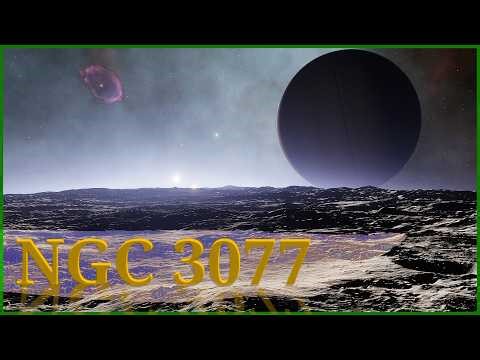 NGC 3077 in space engine M81 group, irregular dwarf galaxy nearby milkyway