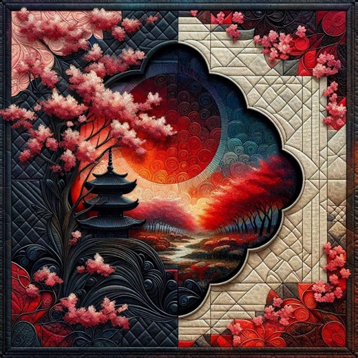 Quilt Fabric Panels – Sakura Nightfall Sewing Art - Etsy