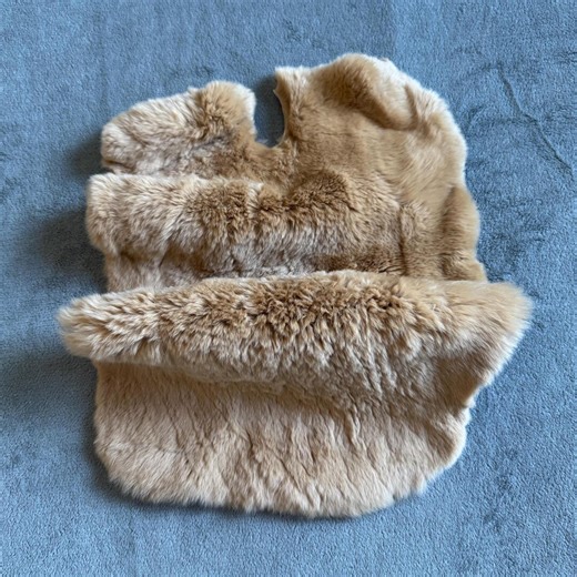 Camel Color Rex Rabbit Fur, Light Brown Tone Real Fur Hide, Soft Luxury Rabbit Skin, Craft Supply Sewing DIY Fur Material, Tanned Rabbit Fur