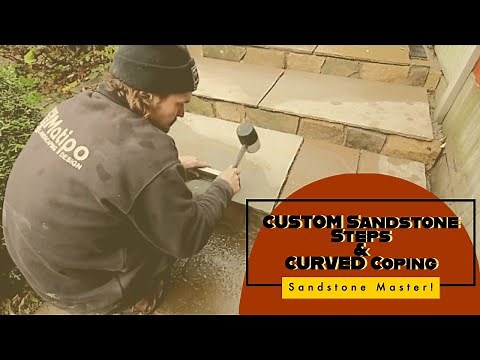 Sandstone Steps & CURVED Sandstone Coping!! Sandstone Master Paving!!