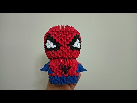 How to make Spiderman from paper origami 🕷️🔴, step by step tutorial for beginners. 3d origami
