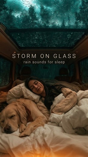 Night 01: Storm on the Glass Roof, Sora and Her Dog Asleep Below 🐕 Heavy Rain & Thunder on a Car