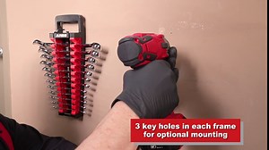 ARES 62006-12-Slot Metal Magnetic Wrench Organizer - Sturdy Metal Rack Stores up to 12 SAE and Metric Wrenches and Keeps Your Garage Organized