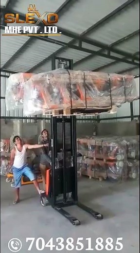 Powerful Lifting Solutions: SLEXO MHE Semi-Electric Stacker in Action #logistics