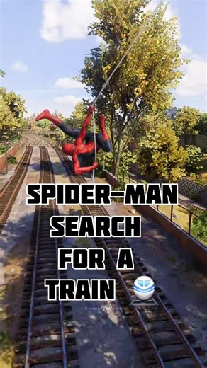 Spider-Man searches for a train while swinging!