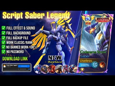 Script Skin Saber Legend - Codename Storm No Password Full Effect & Voice | Element Mlbb
