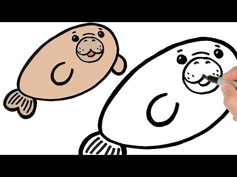 How to Draw Manatee | Step by Step | Easy Animals Drawing Tutorial