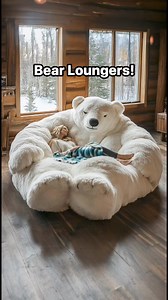 These giant bear loungers look absolutely epic! 🐻🐻‍❄️🐼 #bears #cabinliving #interiordesign #cozyvibes | Inspiring Designs