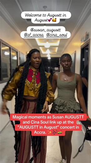 Magical moments as Susan AUGUSTT and Cina Soul link up at the “AUGUSTT in August” concert in Accra. ✨🎶 #SusanAugustt #CinaSoul #AugusttInAugust2025 #AccraConcerts #GhanaMusic #AllianceFrancaiseAccra #LiveMusicGhana | Ghana Artists Club