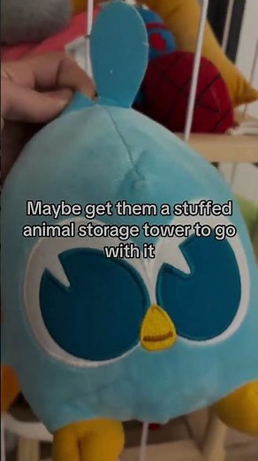 This stuffed animal storage makes it easy to keep the toys off the floor and easy to see all the