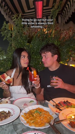 this was my birthday dinner so she wasn’t actually crashing THIS one 🤭 but all the other ones … yes #theaguilars #sister #boyfriend