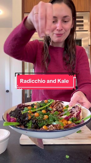 Charred Radicchio & Kale Salad with Spiced Chickpeas