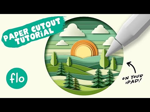 EASY Paper Cutout Landscape Tutorial on your iPad in PROCREATE