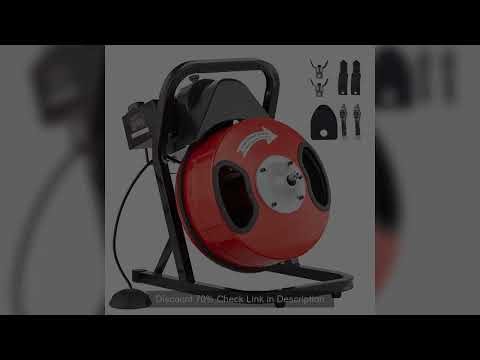 SucceBuy Drain Cleaner Machine 50FT 1/2 Inch Manual Feed Sewer Snake Auger with 4 Cutters & Air-acti