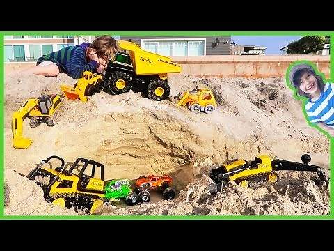 Monster Truck Garage with Construction Trucks