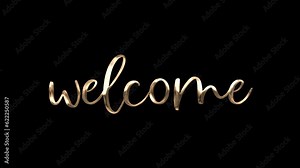 Welcome Animated Text in Gold Color. welcome Animation. Thank You animated, suitable for celebration, wishes, events, message, holiday, festival.
