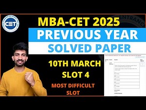MBA CET 10th March Slot 4 Solved Question Paper | Mba cet Previous Year Question Paper with Solution