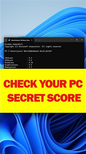 How Fast Is Your PC? Find Its Hidden Performance Score #windows11#pctips
