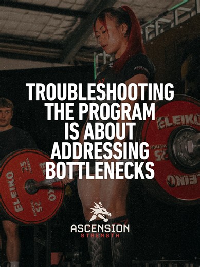 Troubleshooting the program is all about addressing bottlenecks When progress stalls, most lifters think they need a new split, new method… new everything But more often than not, you might be closer than you think Strength is built & expressed from multiple factors: ✅️ Muscle mass ✅️ Work capacity ✅️ Technique ✅️ Neuromuscular adaptations ✅️ Fatigue management ✅️ Movement capacity If one lags, this becomes your limiter or bottleneck to progress ⚠️ This is why what has worked in the past might s