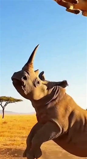 The Failed Hunter Lion's Most Embarrassing Leap! History's Biggest Hunting Fail 🤣#Lion #Rhino