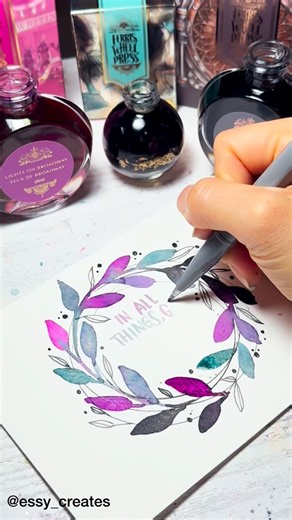 Essy C on Instagram: "So many ways to use these gorgeous inks from @ferriswheelpress!😍#CreateWithEssy . 🎨: @ferriswheelpress : use code JA-ESSY or link in bio for a discount 📃: @cansonusa @cansonpaper @learnwithmichaels @michaelsstores 🖊: @pentelofamerica @pentel_official . . #moderncalligraphy #ferriswheelpress #arttutorial #letteringtutorial #handlettering #easydiy #doodling #illustrationnow #illustratorsoninstagram #typematters #letteringlove #letteringnow #practicedaily #letteringart #mo