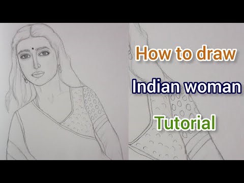 How to draw Indian woman potrait drawing tutorial #howto #drawing #indian #women #potrait #tutorial