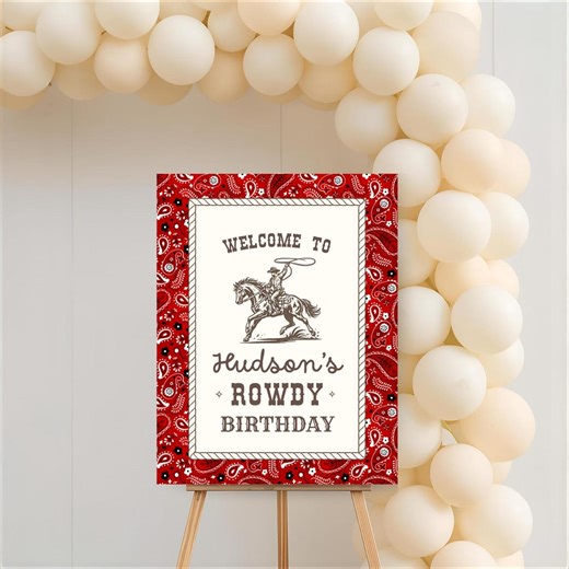 Rowdy Birthday Welcome Sign: Cowboy Rodeo Sign Template (digital Download) - Etsy